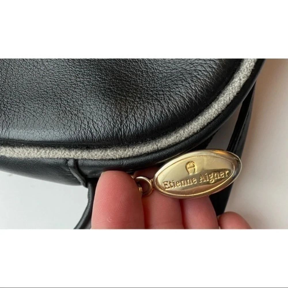 Etienne Aigner • Black Leather-Style Crossbody Purse - Picture 4 of 6